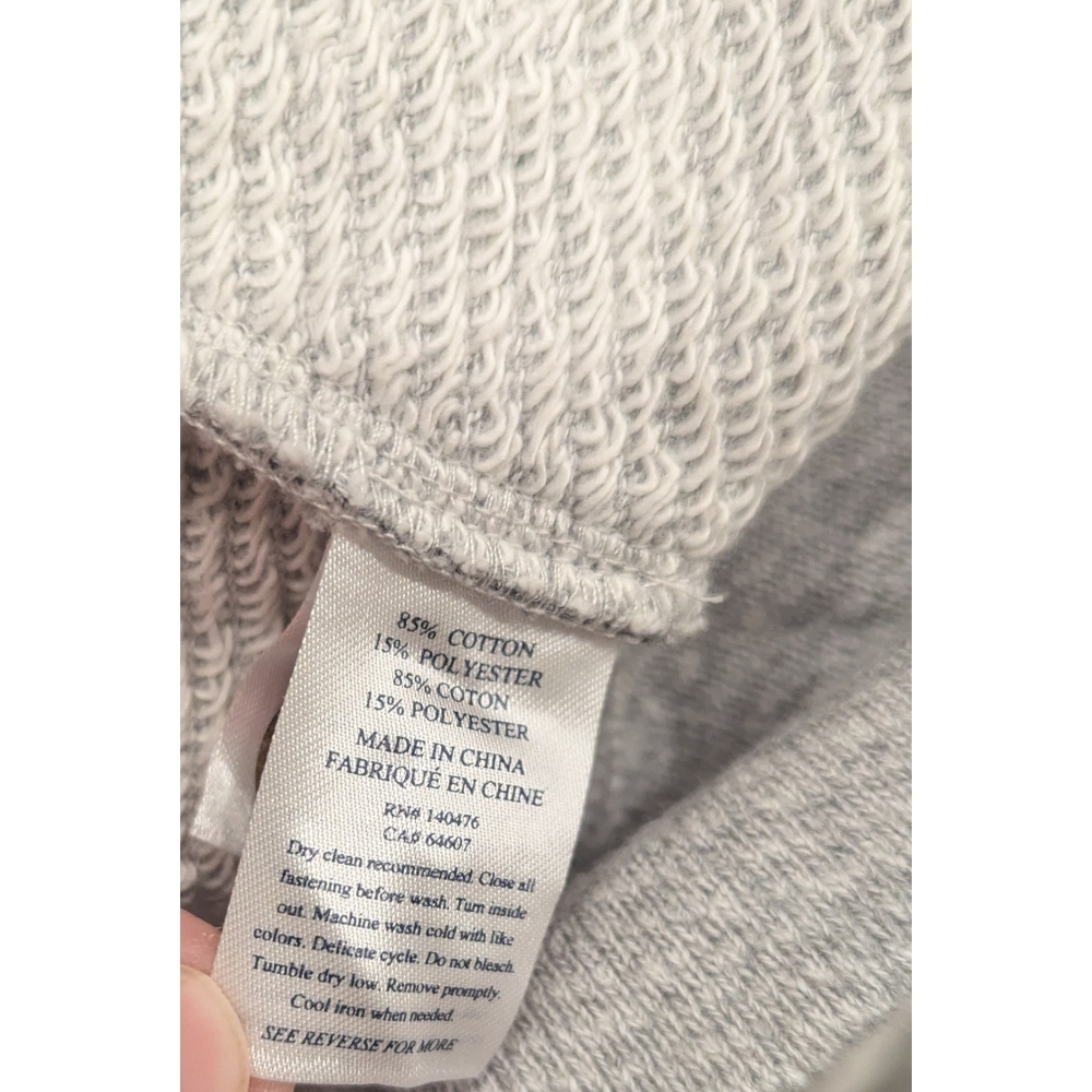 Faherty Grey Terry Button Front Collared Cardigan Size Medium - Picture 5 of 6